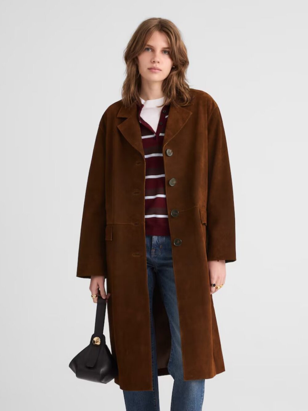 Madewell Long Chore Blazer in Suede Aged Cognac